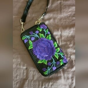 Embroidered crossbody festival wallet
